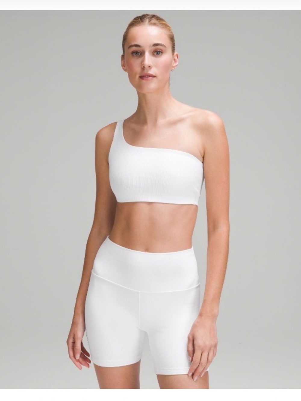 Lululemon Ribbed One-Shoulder White Asymmetrical Sports Bra
